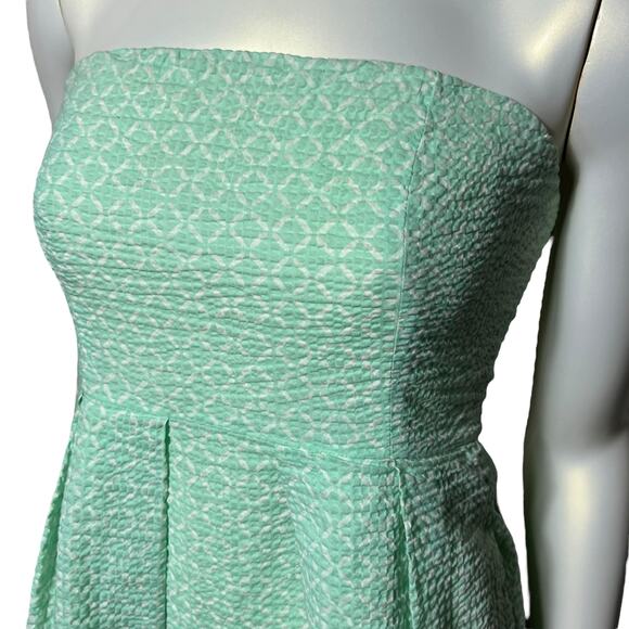J.Crew Mint Green Textured Strapless Dress Geometric Lattice Pattern Size 6 - Picture 6 of 6